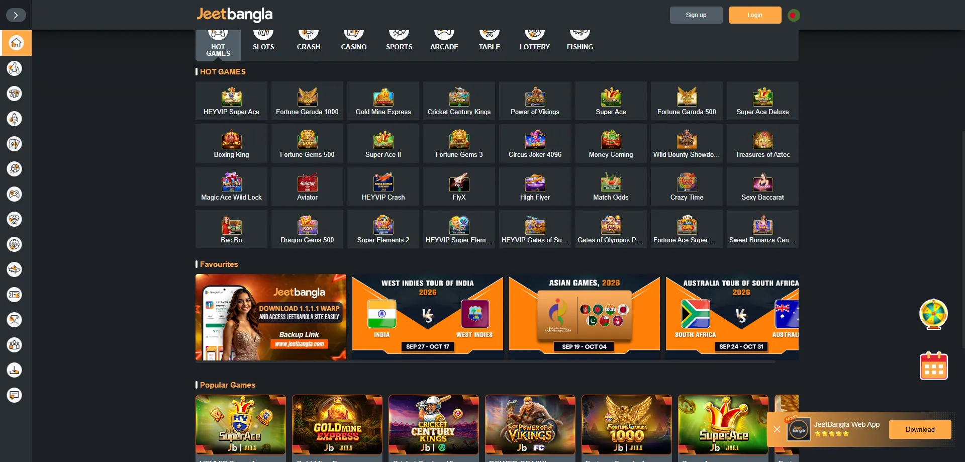 jeetbangla VIP exclusive tournaments and special game events