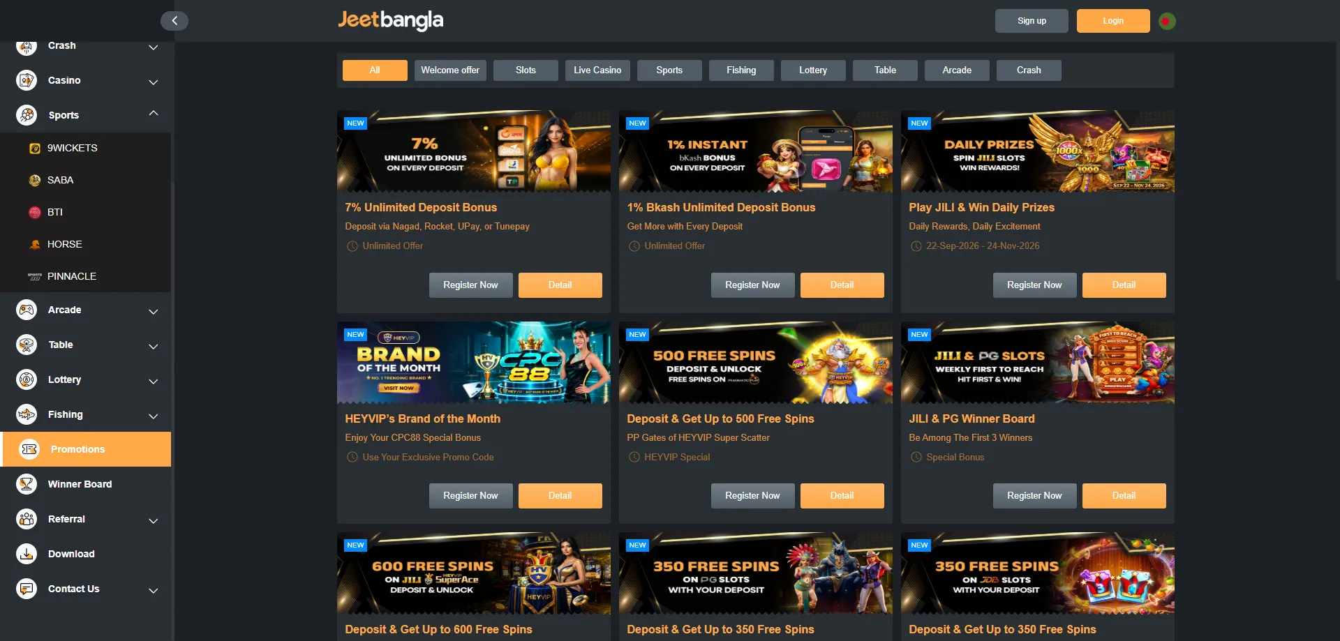 jeetbangla casino bonus offers — welcome package and promotions
